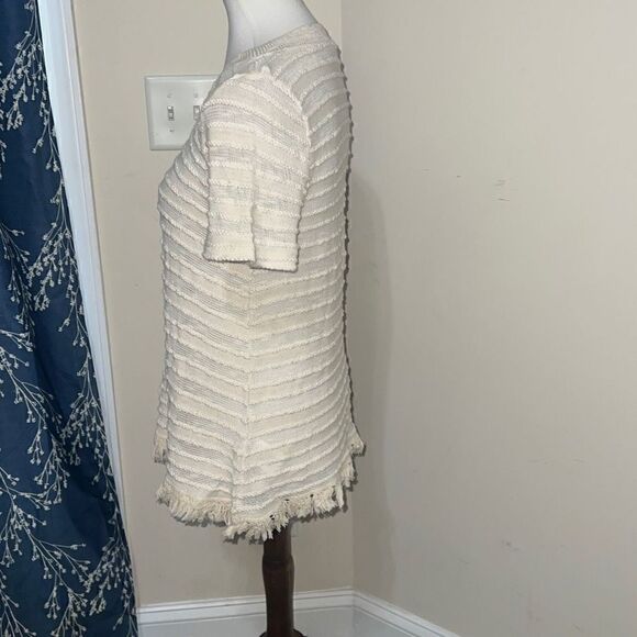 Anthropologie | Anthro Eri + Ali Adia Ivory Fringed Sweater Short Sleeve Boho S - Picture 3 of 9